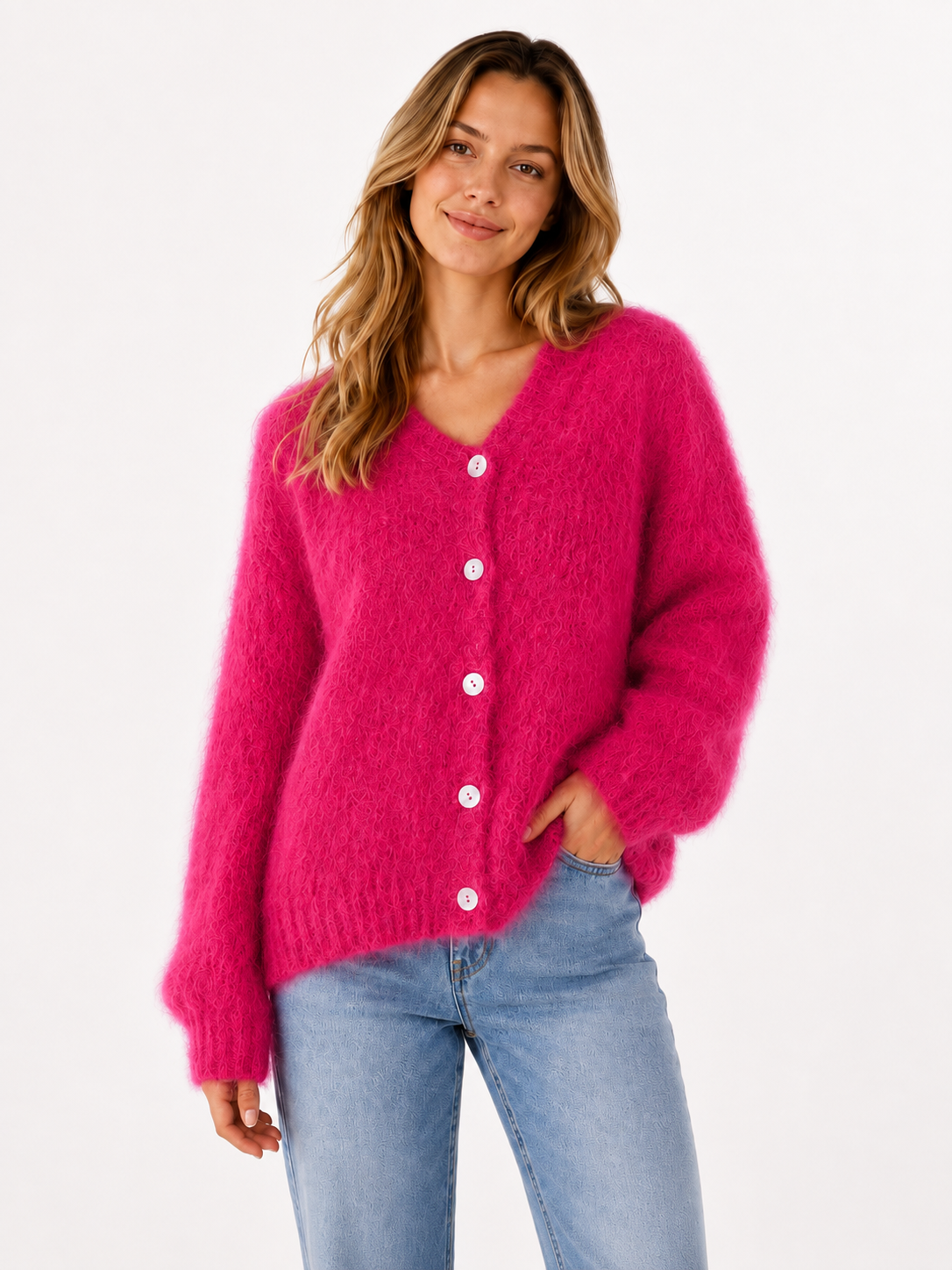 Flair - Cardigan mit feinem Kid Mohair - Beere