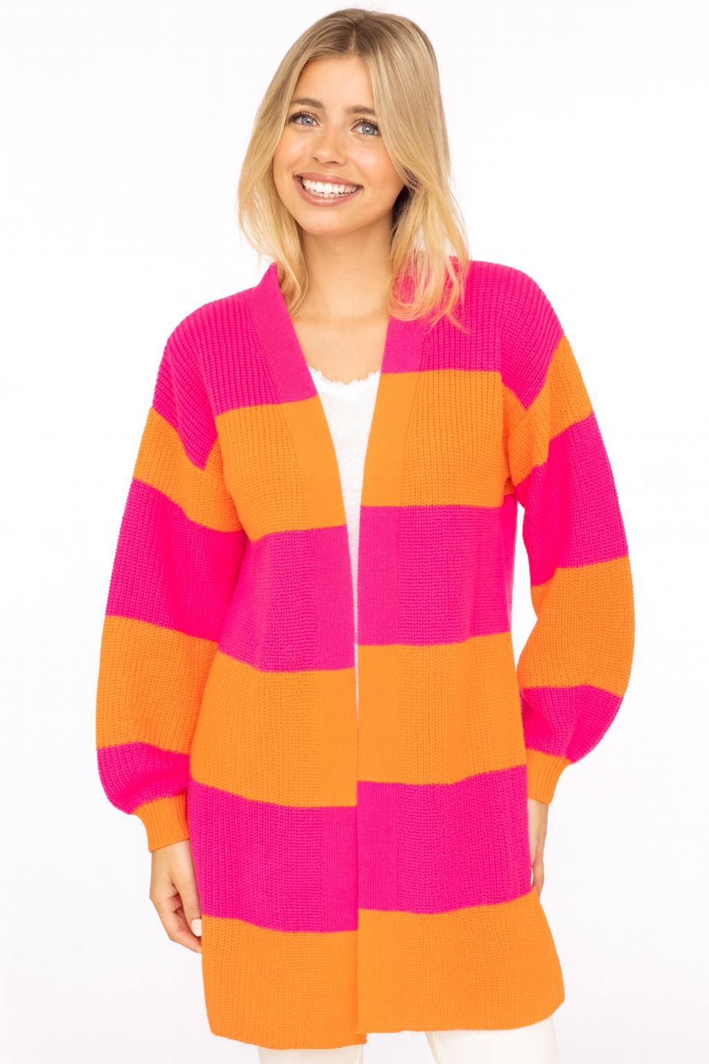 Zwillingsherz Hochwertige Strickjacke/Cardigan Katja - Pink/Orange