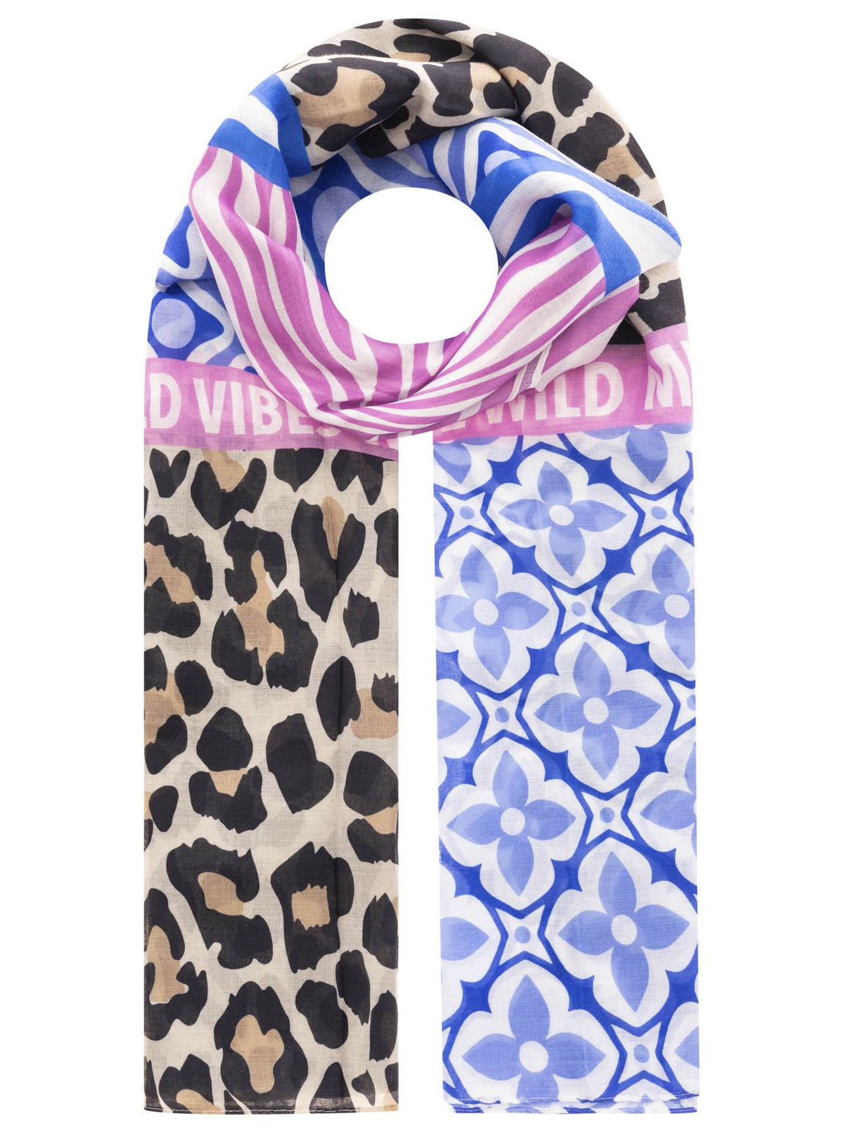 Zwillingsherz - Schal "Wild Life Leo" - Beige/Blau