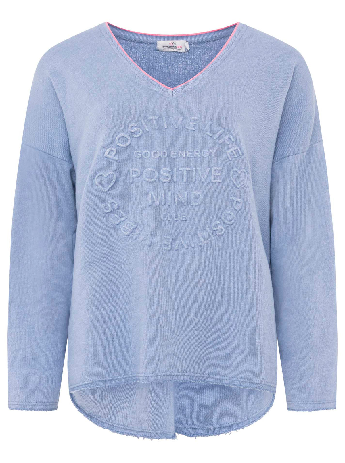 Zwillingsherz -  Sweatshirt "Positive Mind" Neonkante - Jeansblau