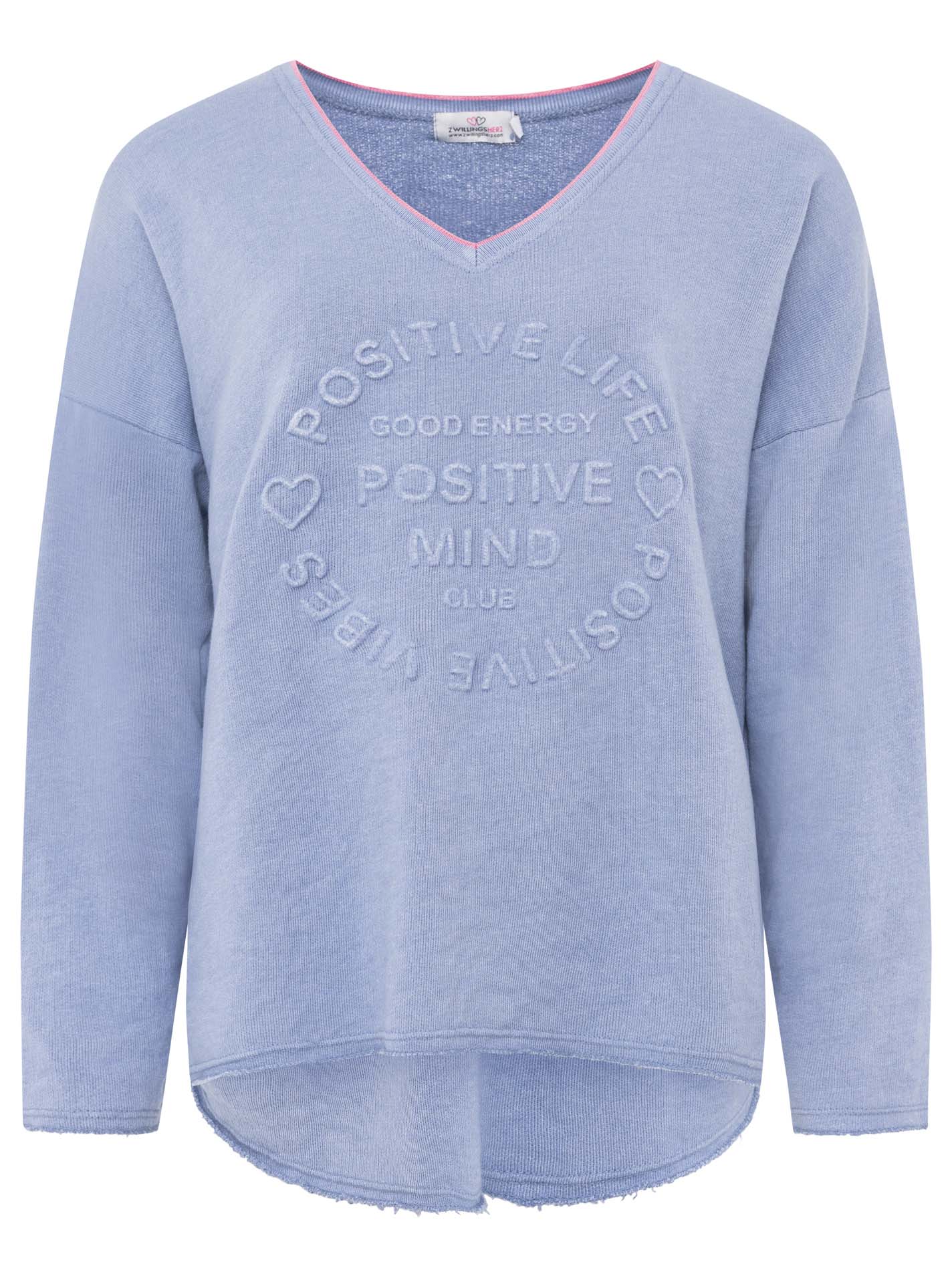 Zwillingsherz -  Sweatshirt "Positive Mind" Neonkante - Jeansblau