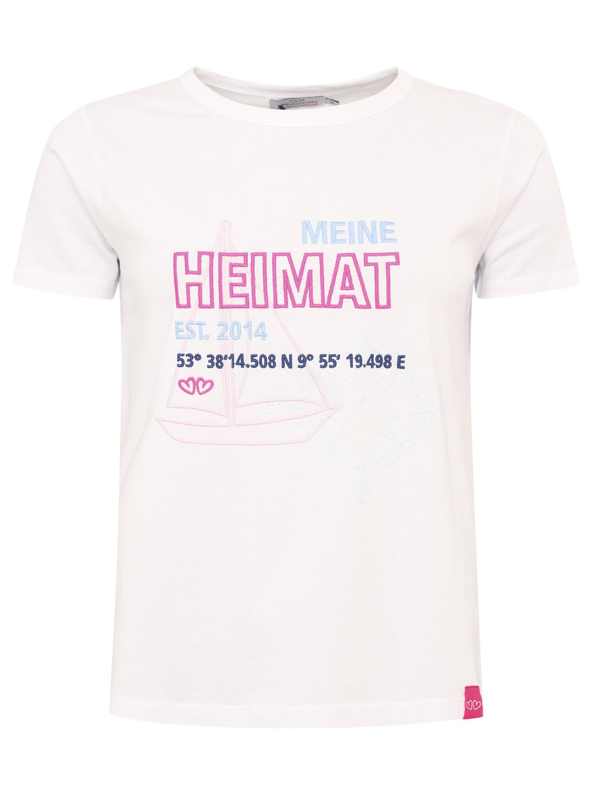 Zwillingsherz - T-Shirt Meine Heimat - Weiß/Pink