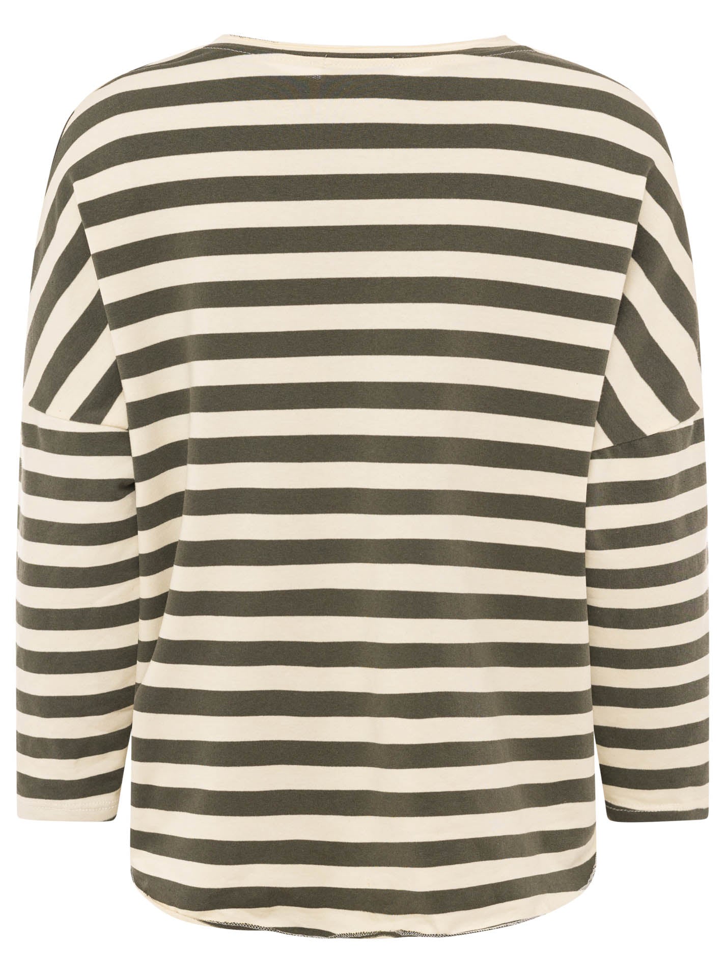 Zwillingsherz - Sweatshirt V-Neck "Streifen & Jersey" - Khaki