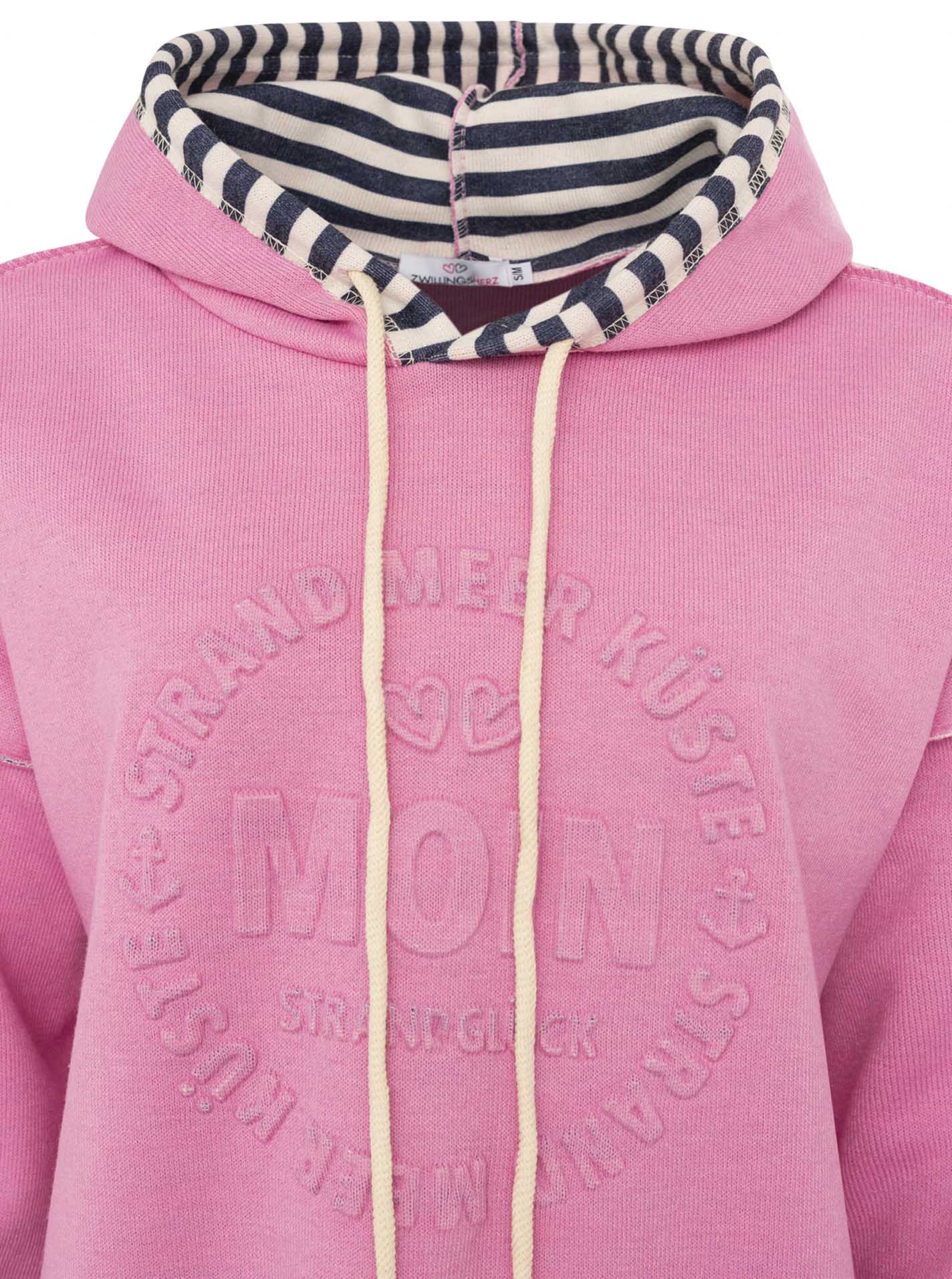 Zwillingsherz Doubleface Hoodie "Moin & Streifen" - Rosa