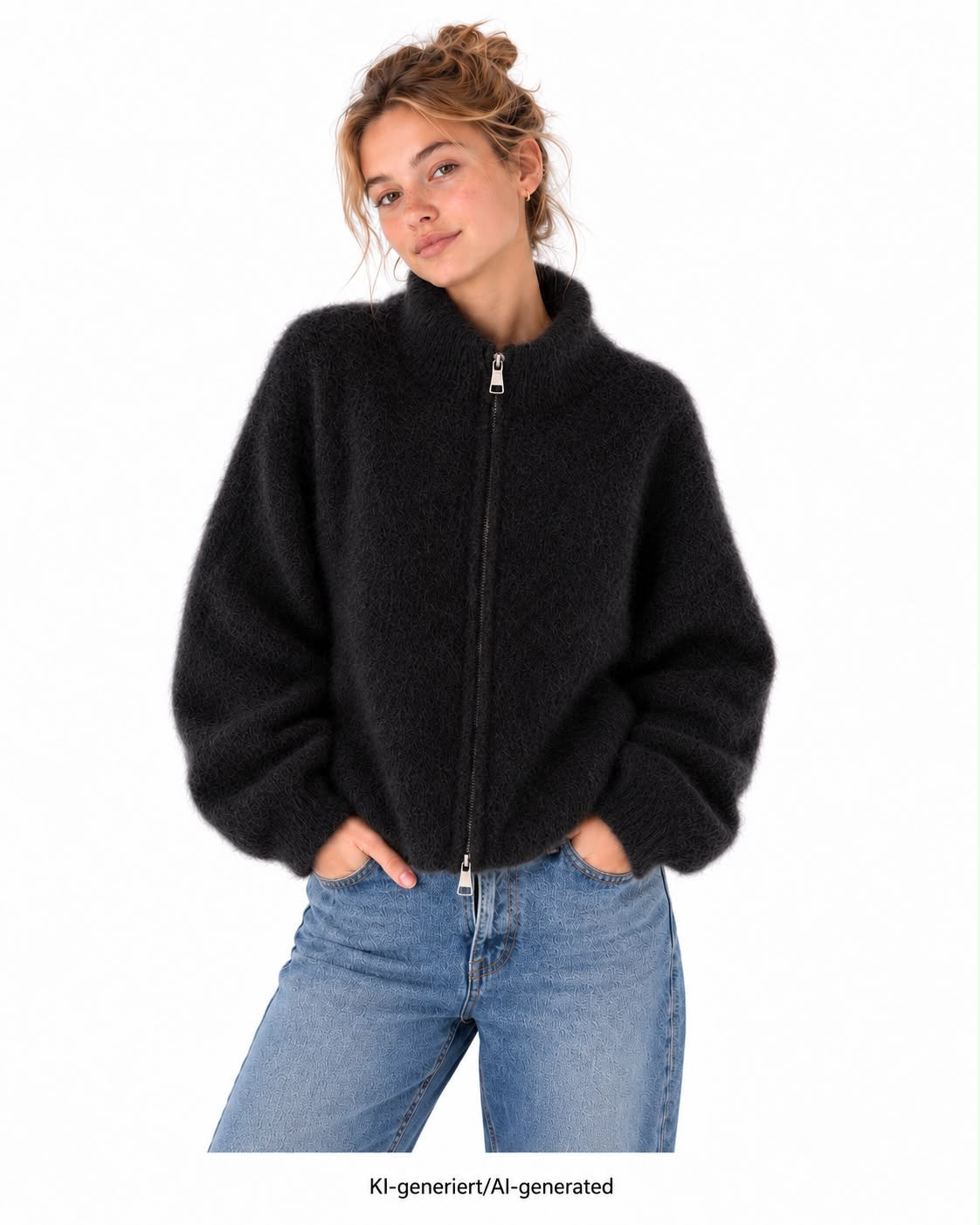 Flair - Kid Mohair Zip Jacke - Schwarz