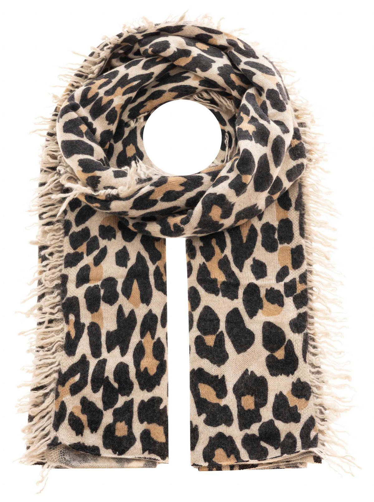 Zwillingsherz 100% Cashmere Leo Kaschmir Fransenschal - Beige