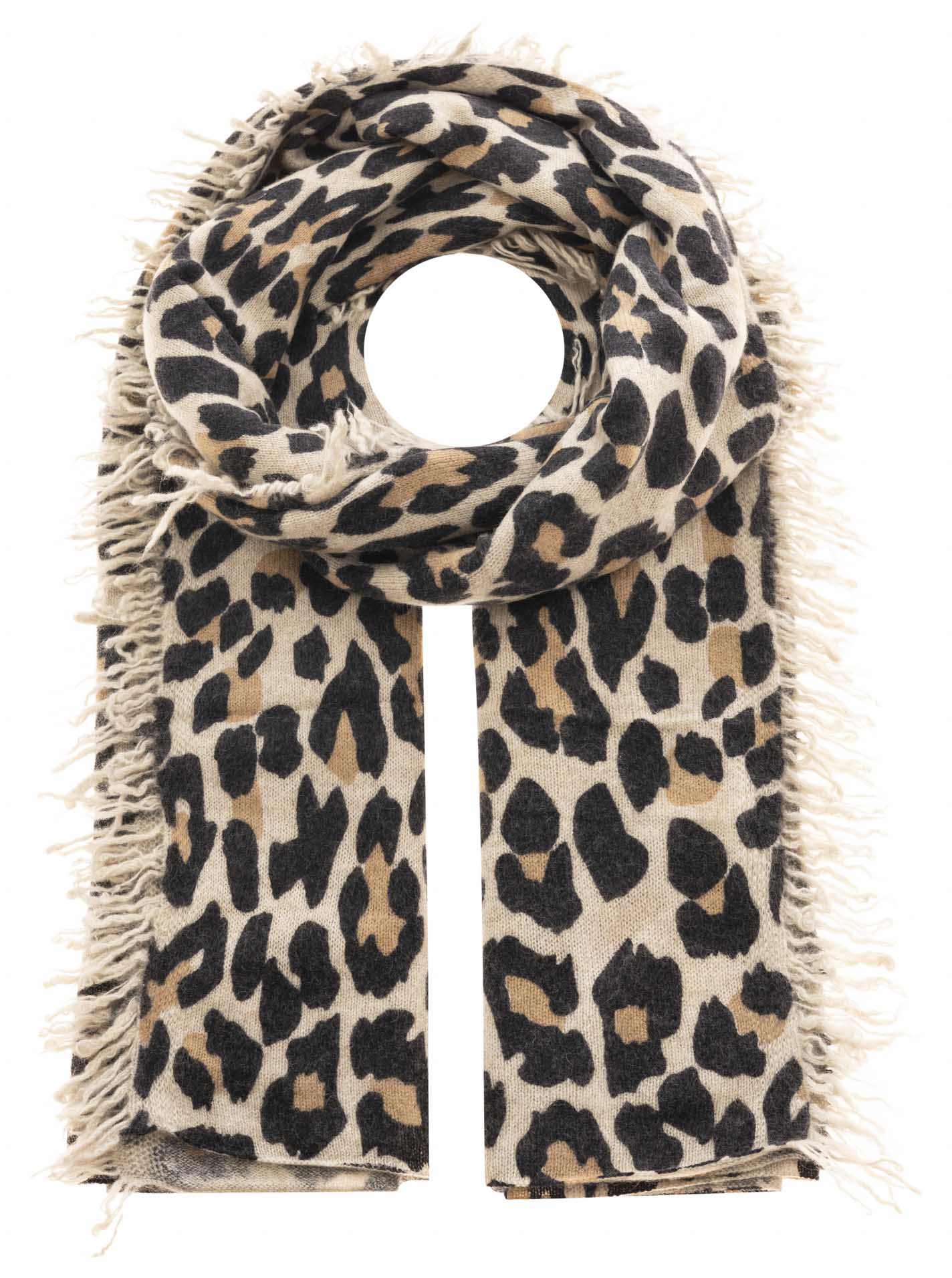 Zwillingsherz 100% Cashmere Leo Kaschmir Fransenschal - Beige