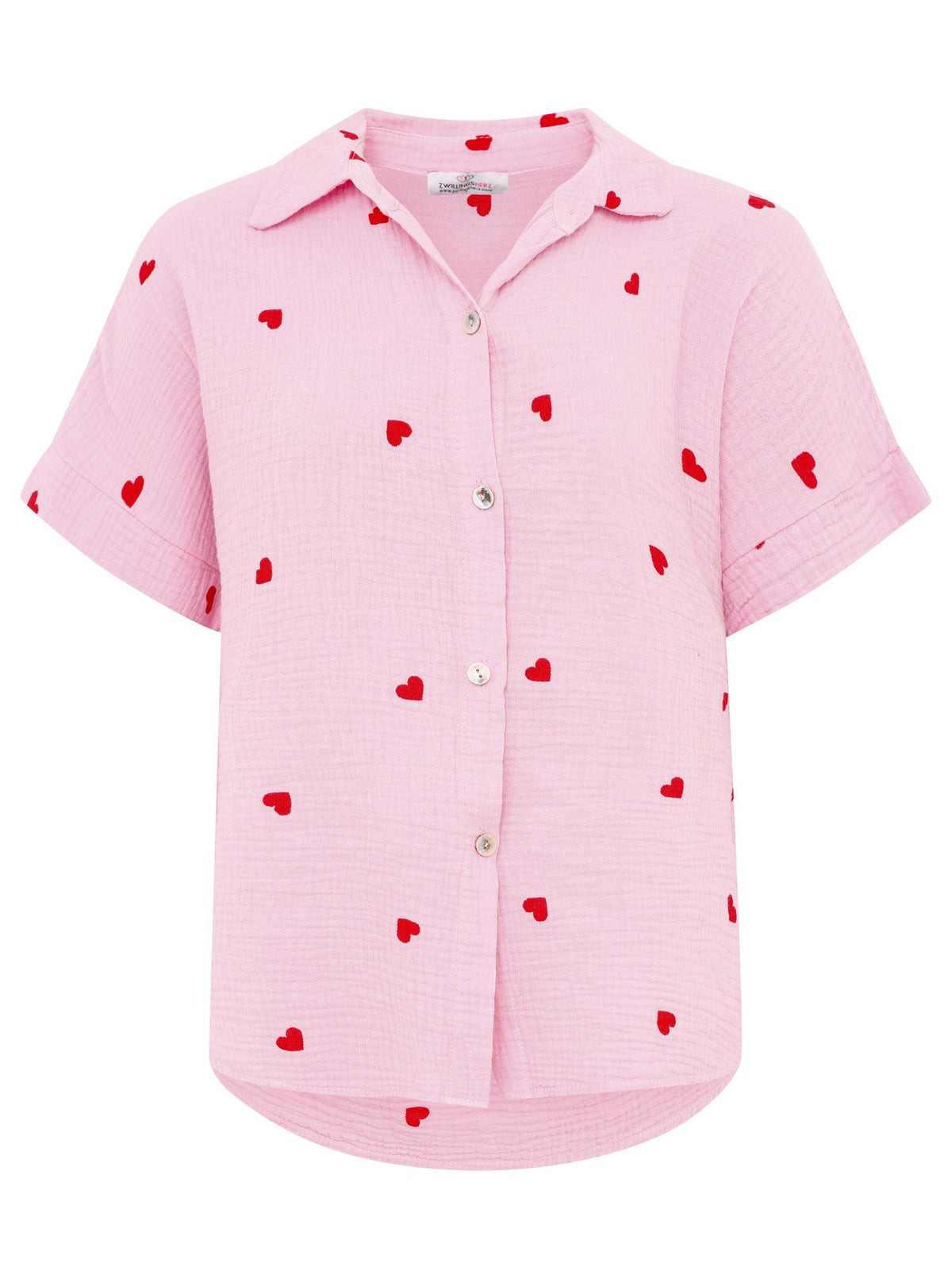 Zwillingsherz Musselin-Bluse Herz - Pink/Rosa