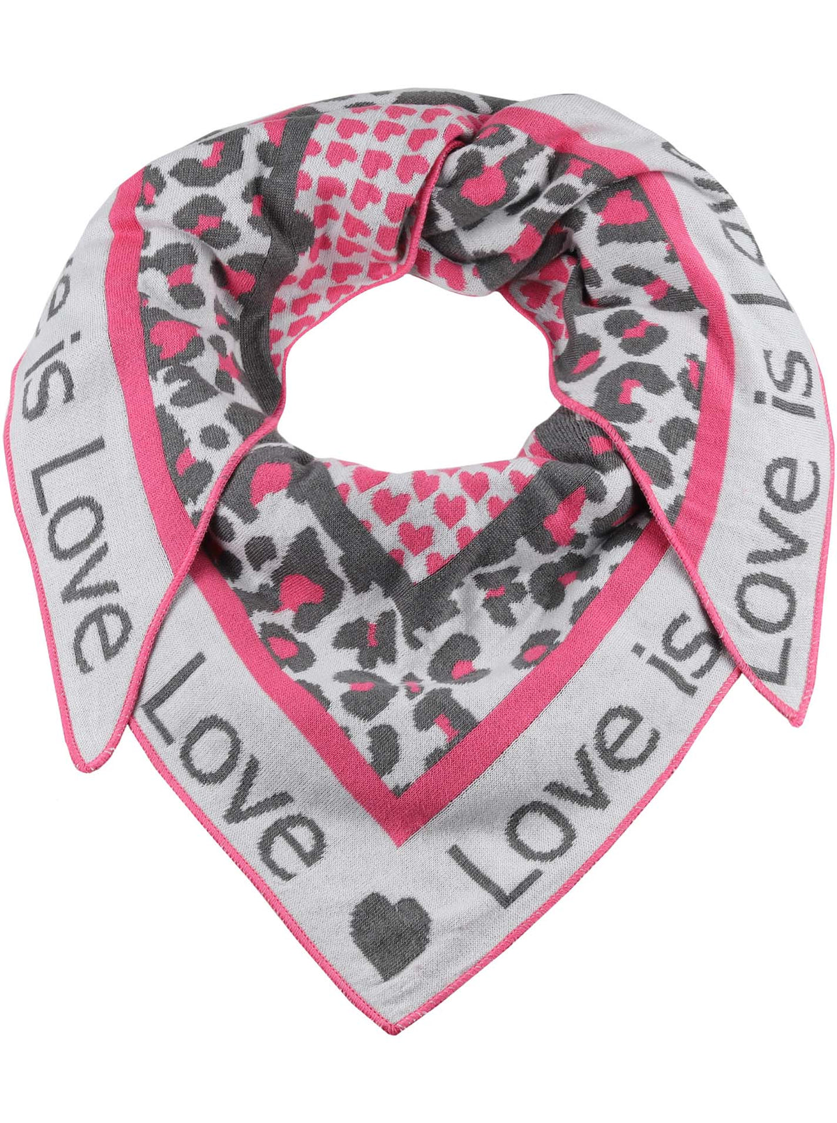 Zwillingsherz Schal - Dreieckstuch "Love is love" Baumwolle - Pink/Grau