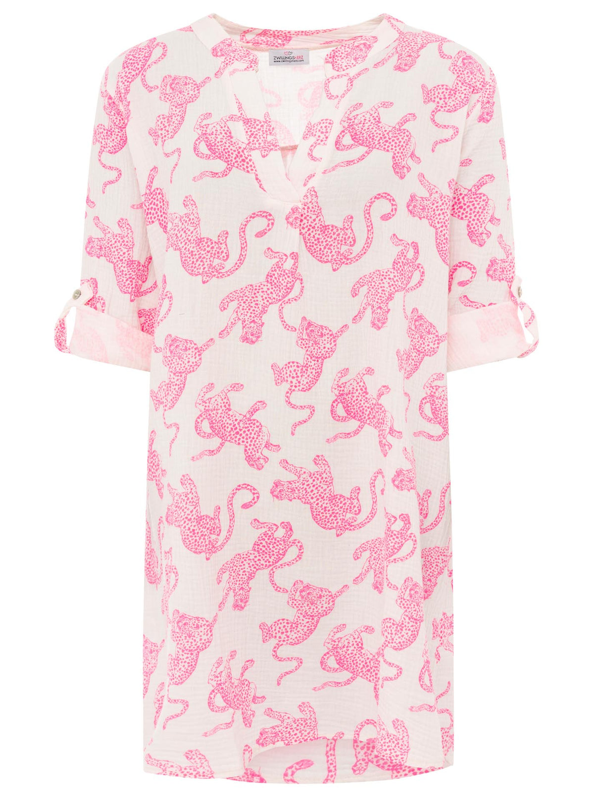 Zwillingsherz Musselin Tunika - Trendy Tiger - Pink