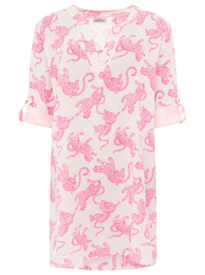 Zwillingsherz Musselin Tunika - Trendy Tiger - Pink