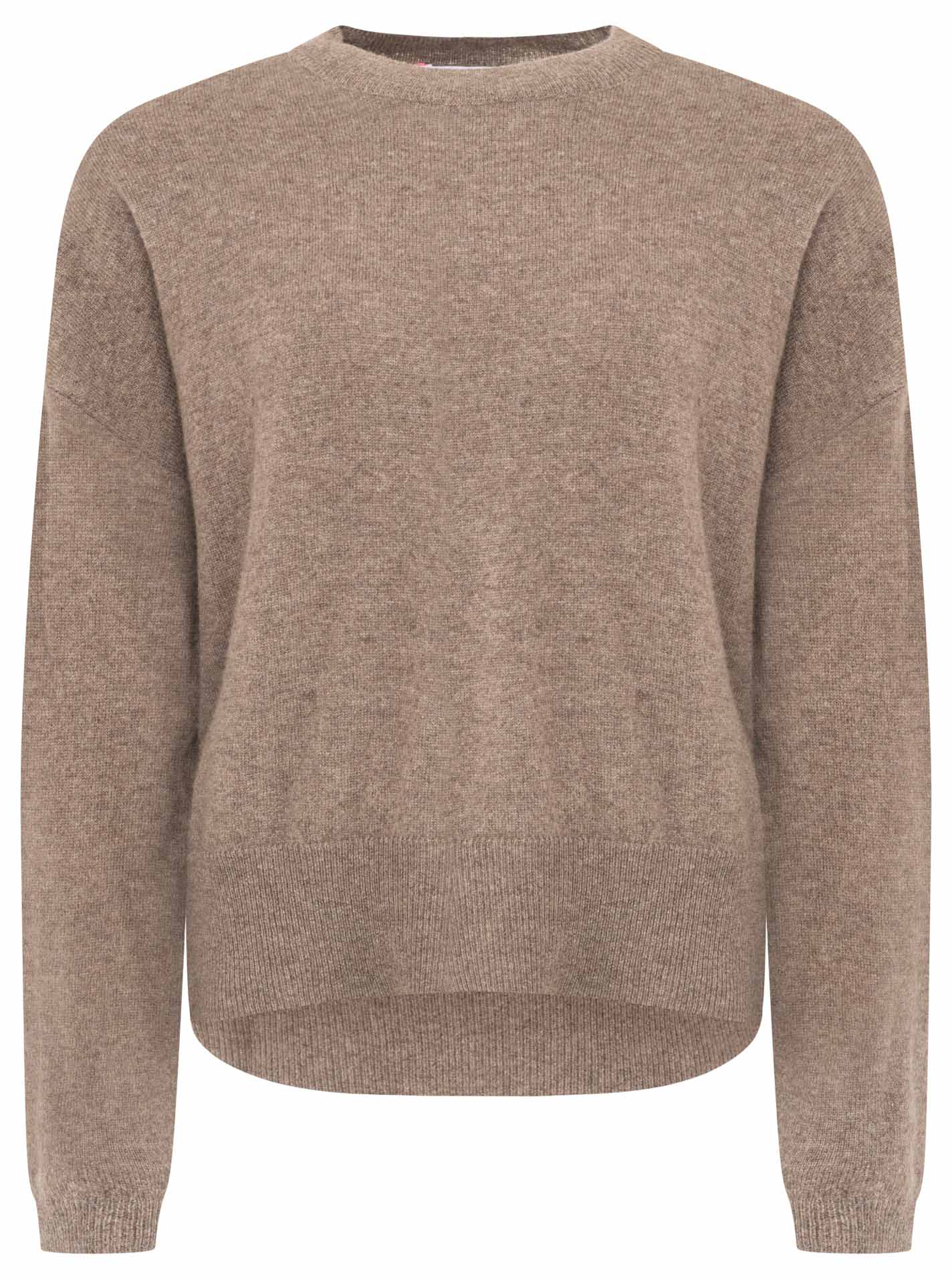 100% Kaschmir Kastiger Rundhalspullover - Taupe
