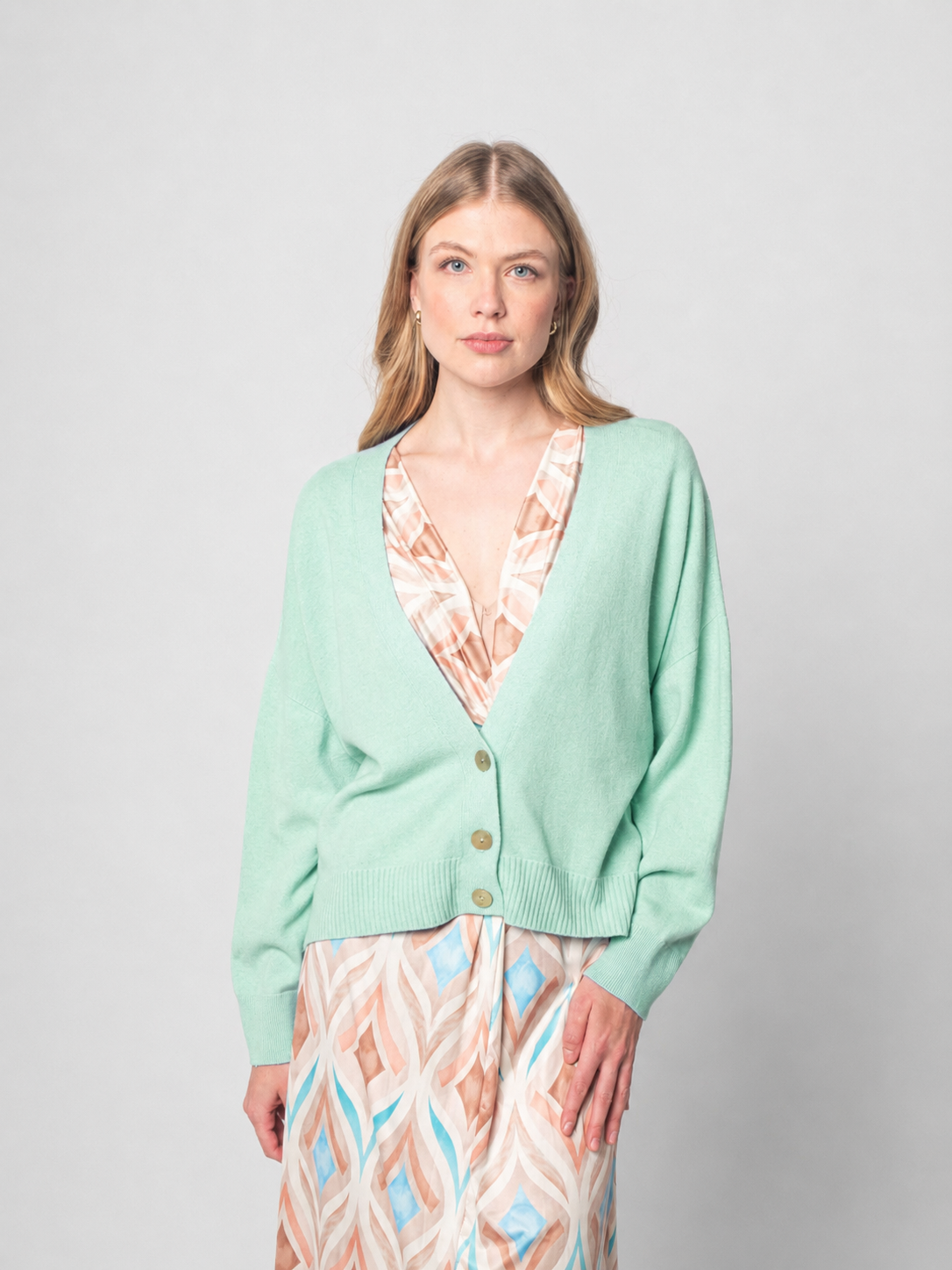 Stilvoller Leo Cardigan mit Schleife - Gelb/Rosa