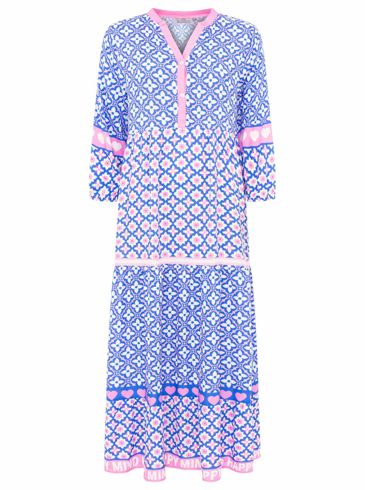 Zwillingsherz - Maxi Kleid Herz/Blumen Design Dreams  - Blau/Pink