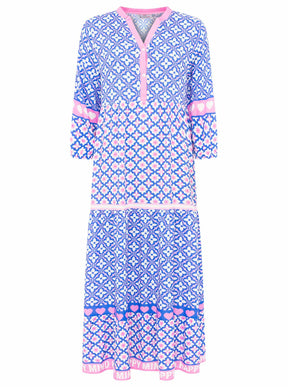 Zwillingsherz - Maxi Kleid Herz/Blumen Design Dreams  - Blau/Pink