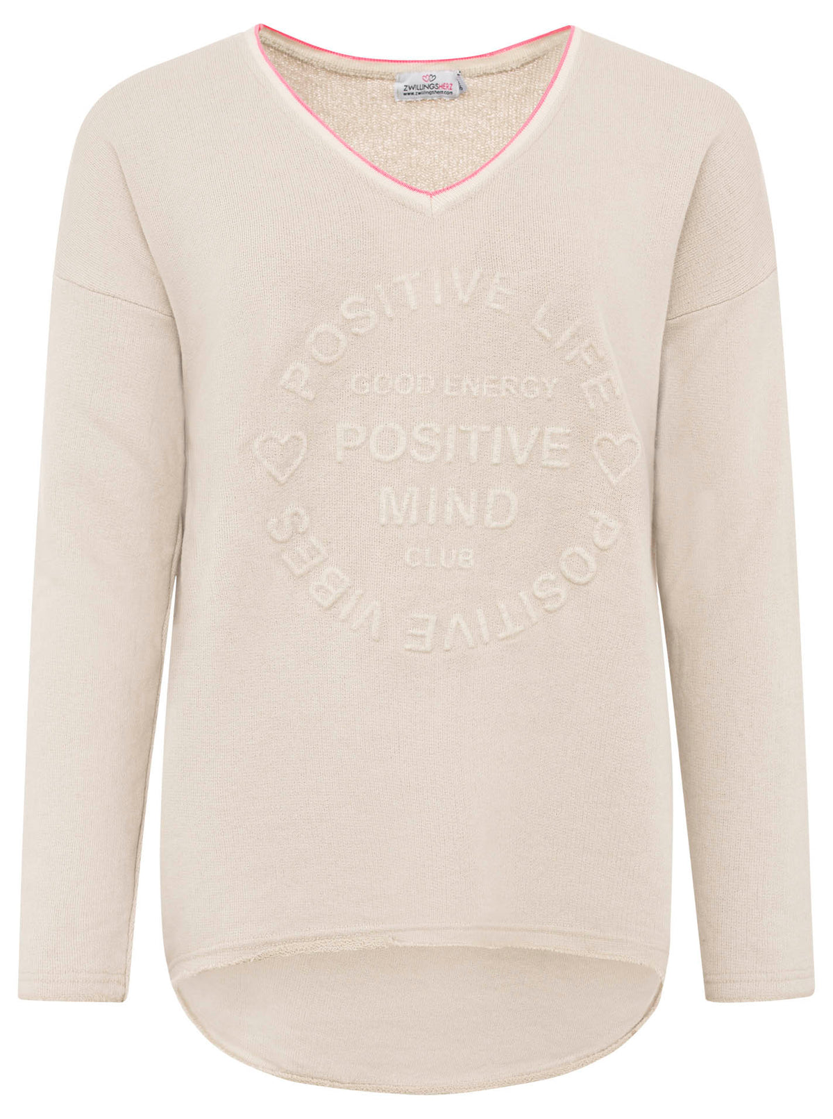Zwillingsherz -  Sweatshirt "Positive Mind" Neonkante - Beige