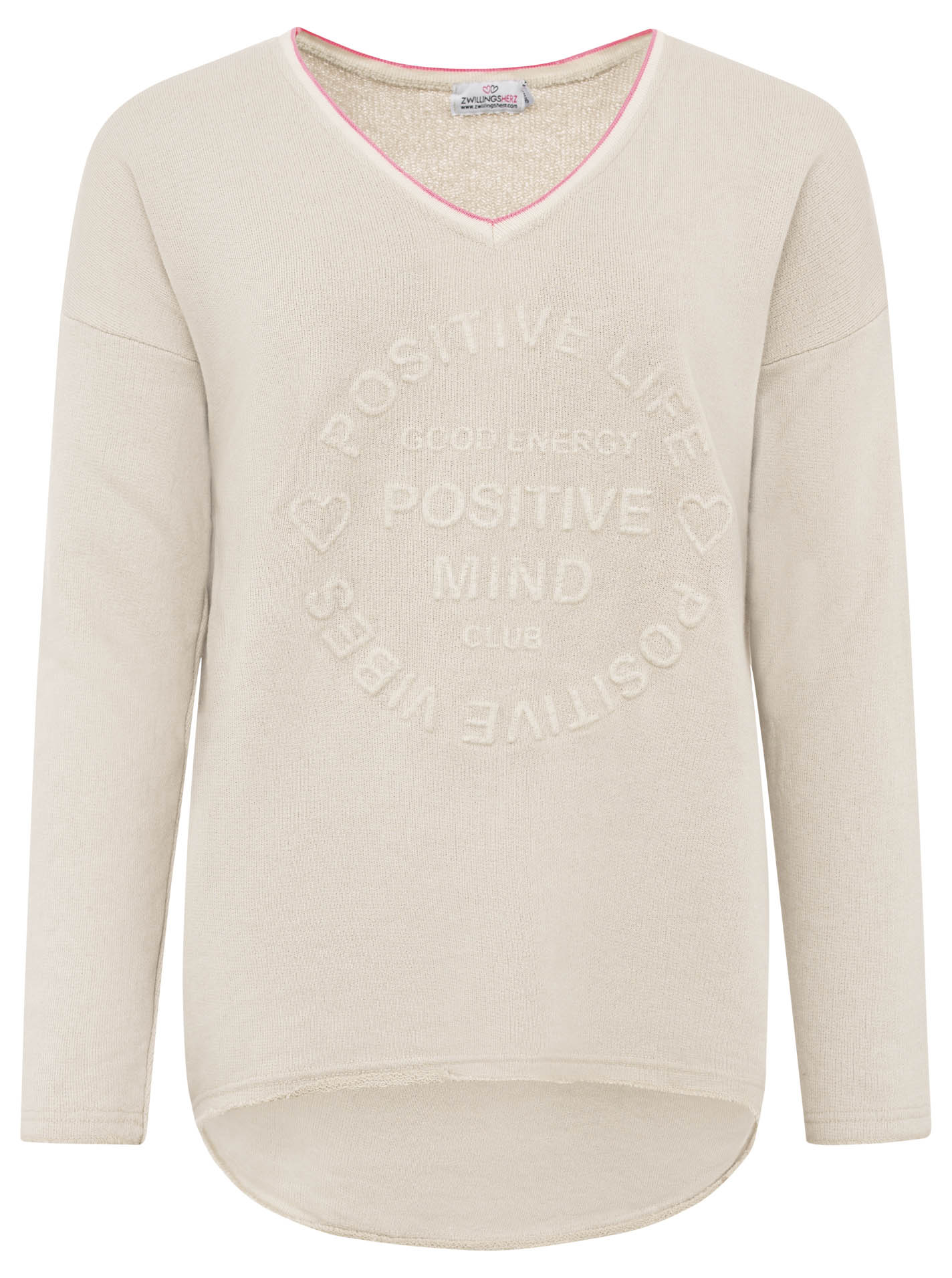 Zwillingsherz -  Sweatshirt "Positive Mind" Neonkante - Beige