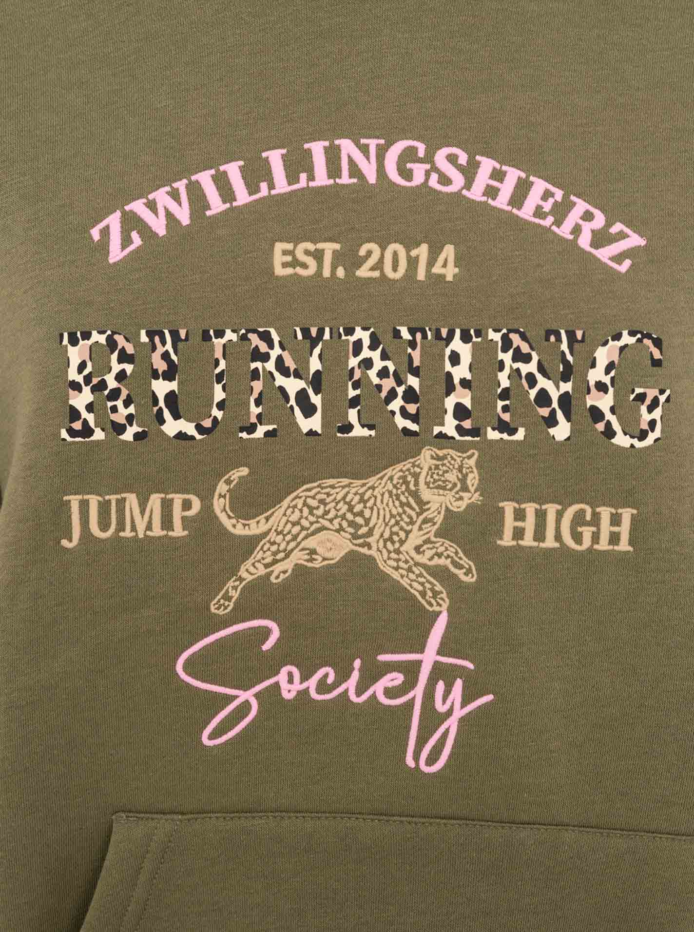 Zwillingsherz - Hoodie "Running Leo" - Khaki