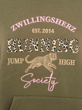 Zwillingsherz - Hoodie "Running Leo" - Khaki