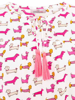 Zwillingsherz - Bluse Dog Lover - Beige/Pink