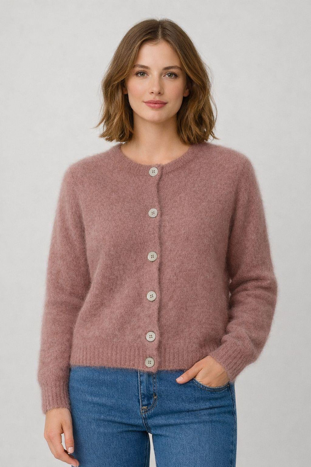 Flair - Cardigan mit feinem Kid Mohair - Altrosa