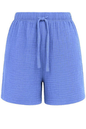 Natürliche Musselin Shorts - Jeansblau