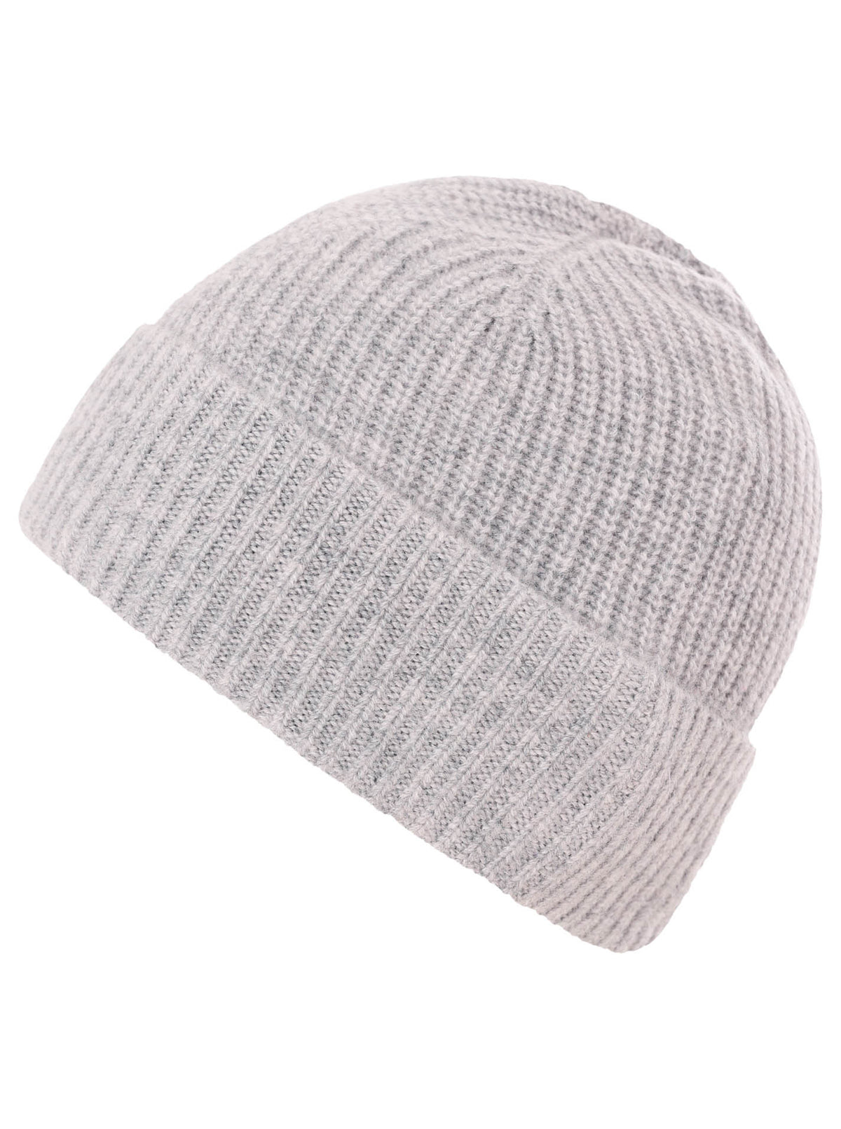 Zwillingsherz - Cashmere Rippstrick Mütze Kurz - Grau