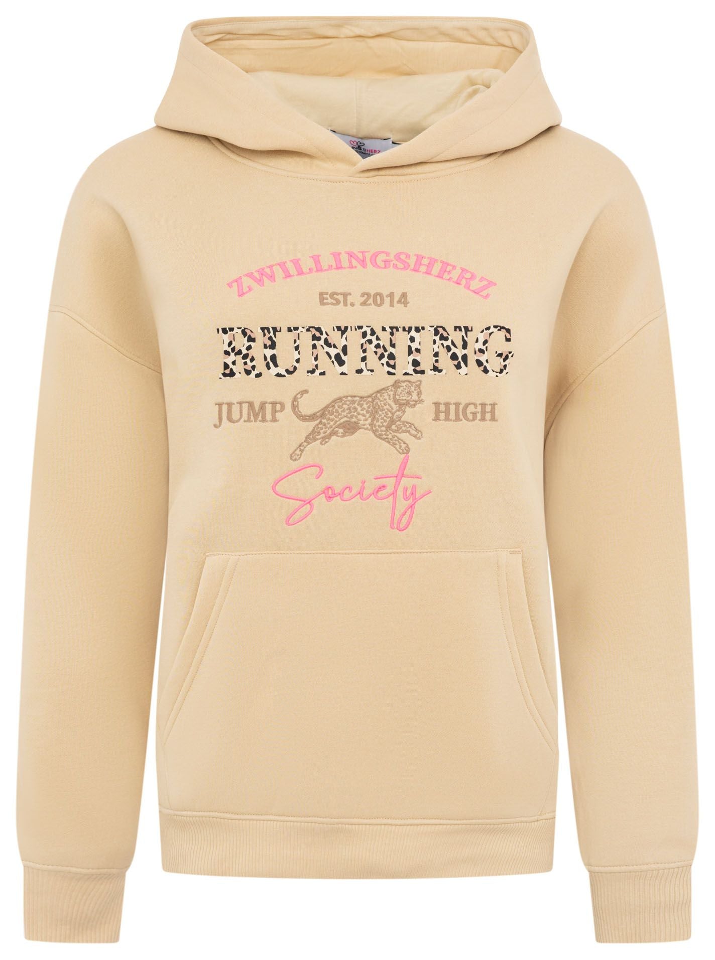 Zwillingsherz - Hoodie "Running Leo" - Beige