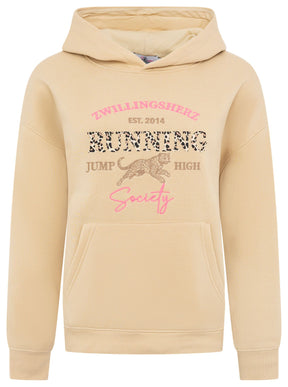 Zwillingsherz - Hoodie "Running Leo" - Beige