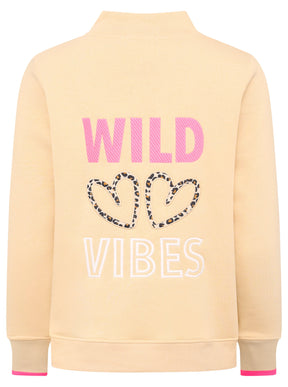 Zwillingsherz - Troyer Sweat Zipper "Leo Wild Vibes" - Beige