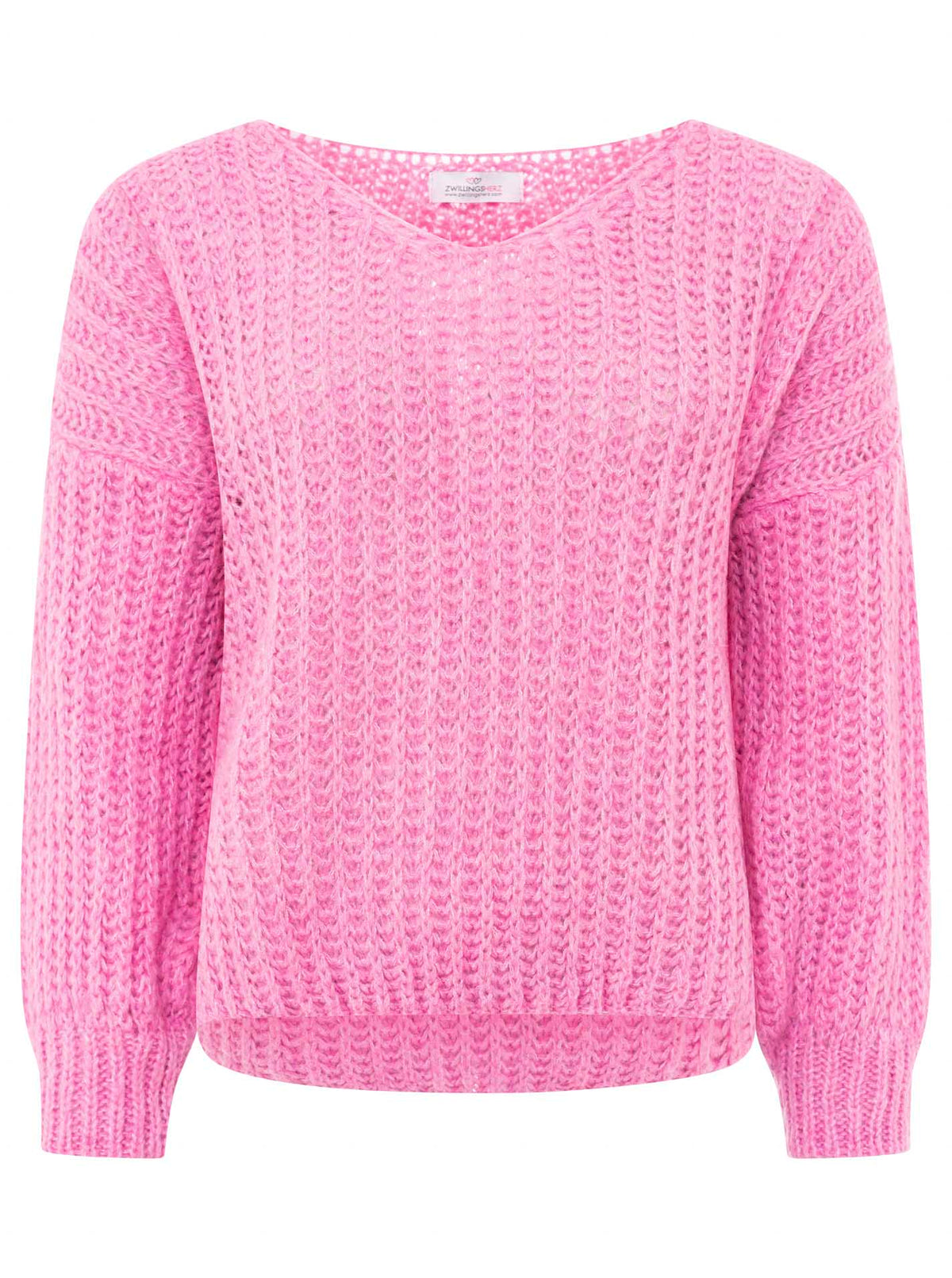 Zwillingsherz - Weicher Grobstrick Pullover mit Wolle - Pink