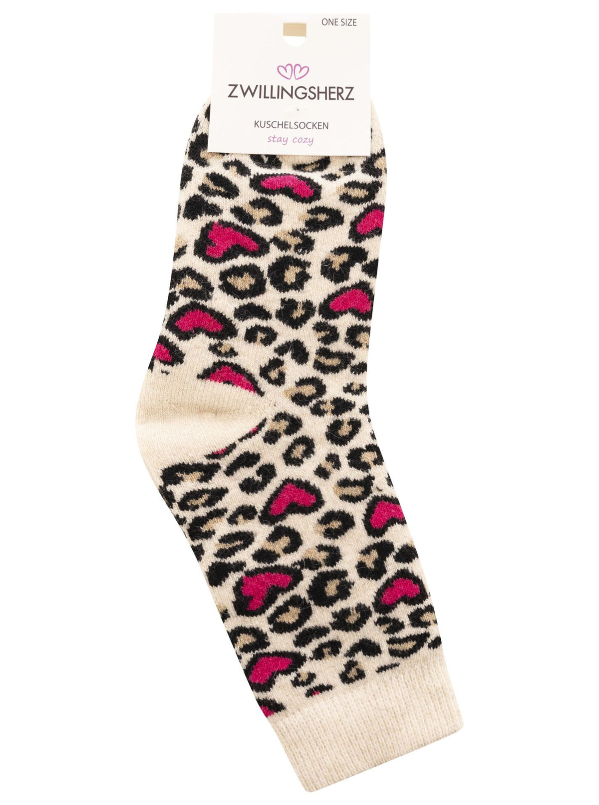 Zwillingsherz - Kuschelsocken Leo Herz - Beige/Rot (2 Paar)