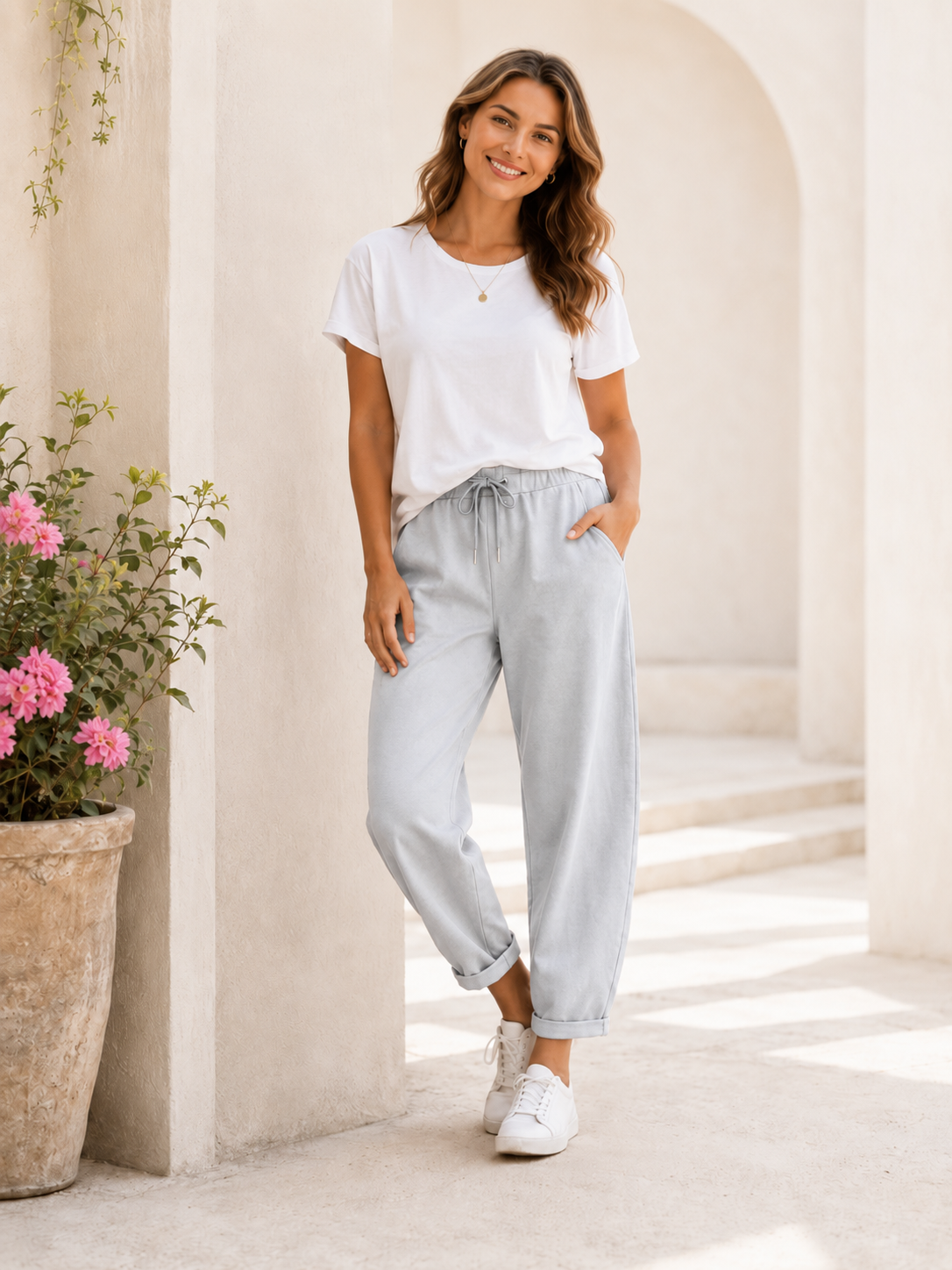 Stilvolle Barrel Joggpants - Hellgrau