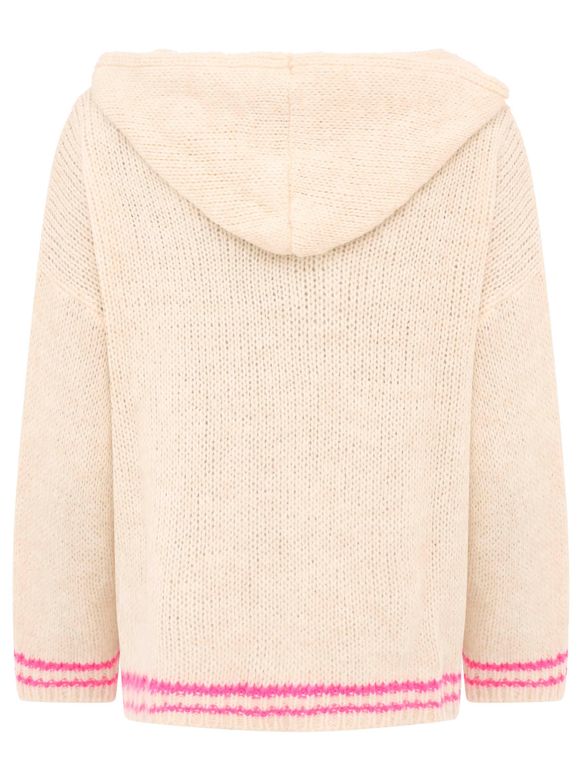 Oversize Strick Hoodie „Herz“ - Made in Italy - Beige/Pink
