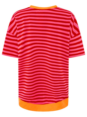 Zwillingsherz - Oversize Shirt "Neon Streifen" - Beere