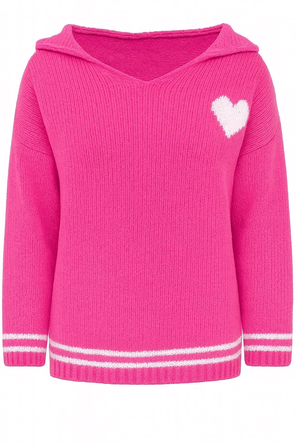 Oversize Strick Hoodie „Herz“ - Made in Italy - Pink