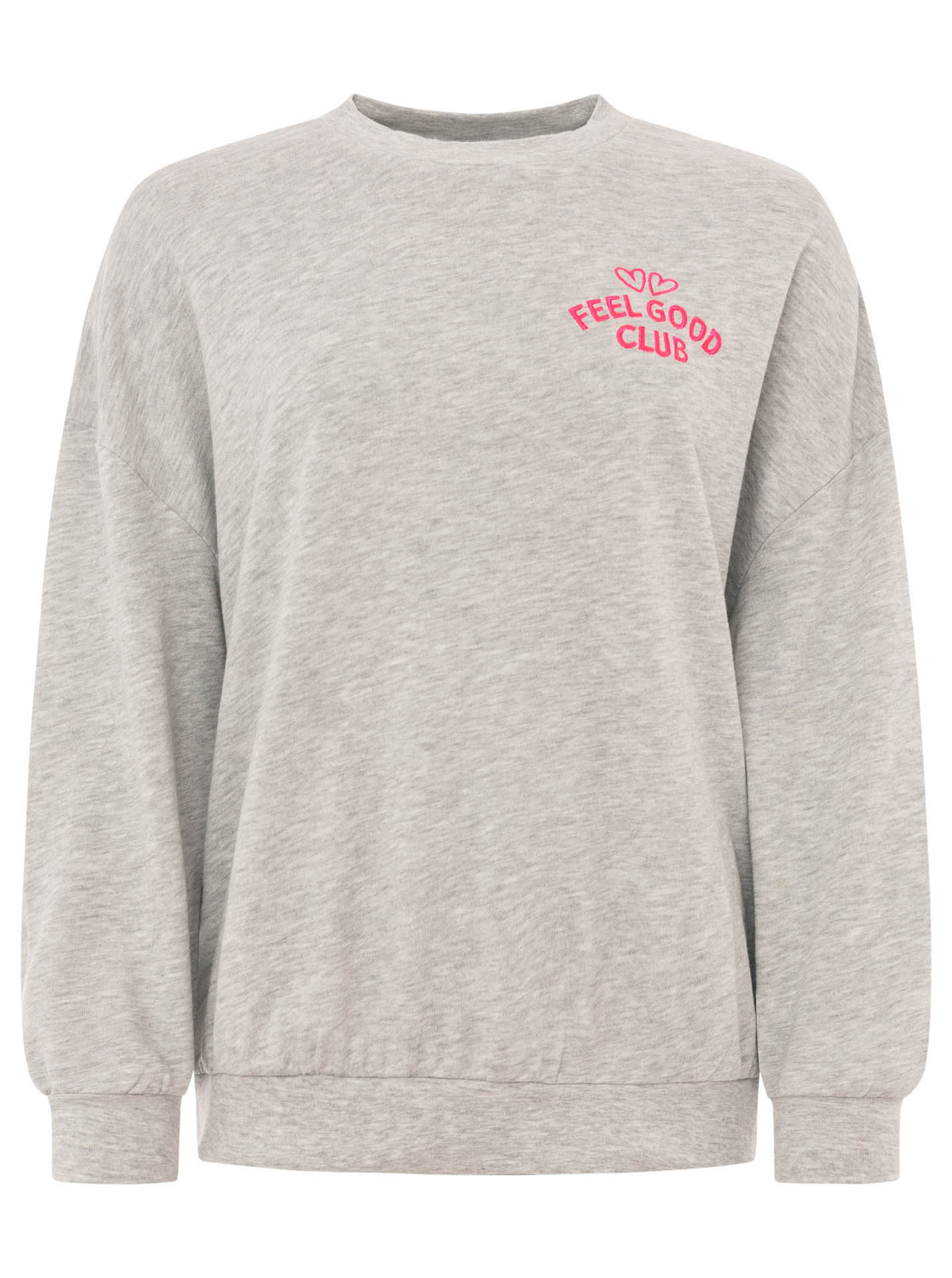 Zwillingsherz Sweatshirt mit Rundhals "Feel Good Club" - Grau