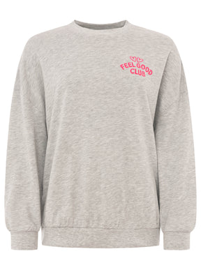 Zwillingsherz Sweatshirt mit Rundhals "Feel Good Club" - Grau