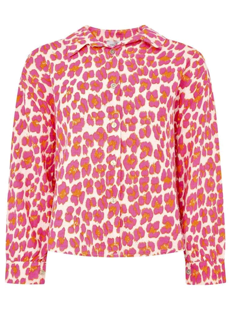 Zwillingsherz - Musselin Leo Baumwoll Bluse - Pink/Beige