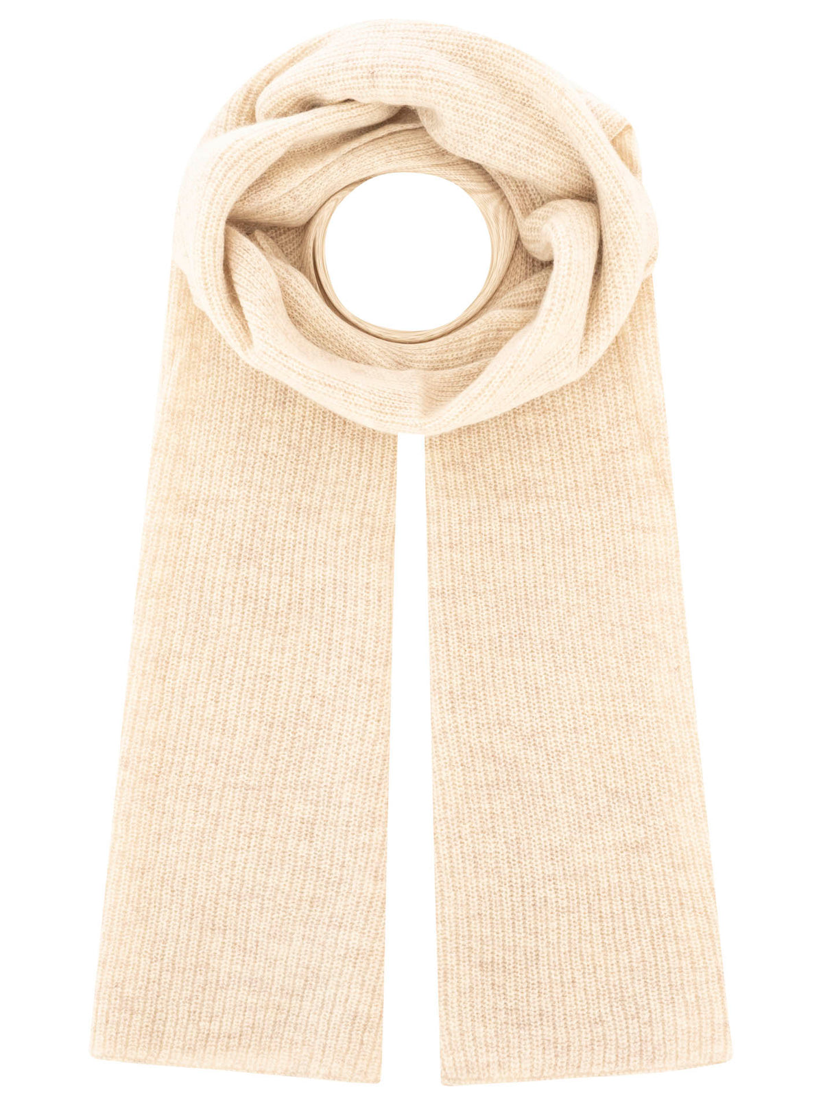 Zwillingsherz 100% Kaschmir Gerippter Schal "Cozy" - Hellbeige