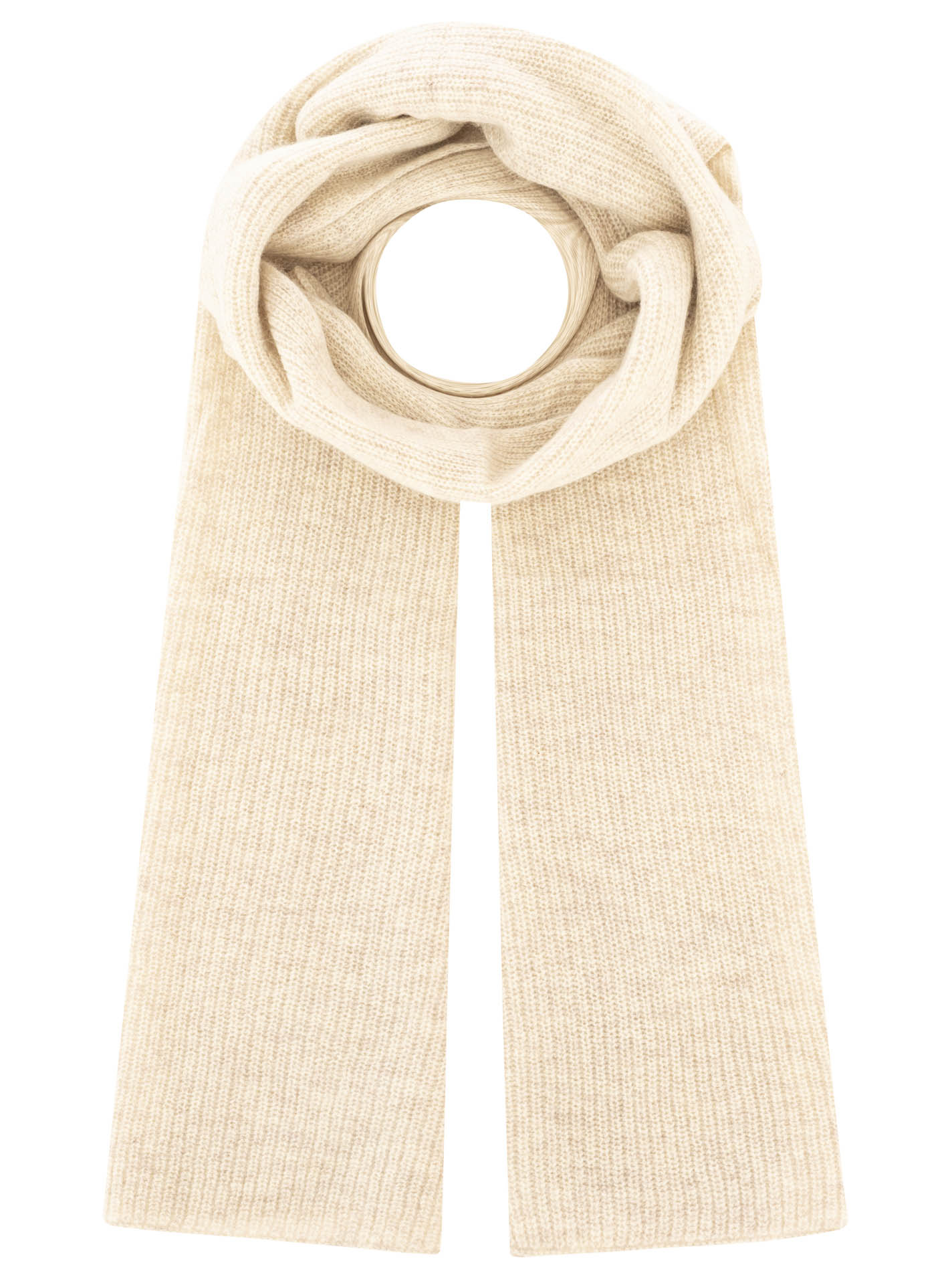 Zwillingsherz 100% Kaschmir Gerippter Schal "Cozy" - Hellbeige