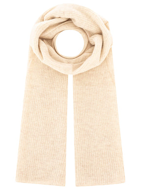 Zwillingsherz 100% Kaschmir Gerippter Schal "Cozy" - Hellbeige