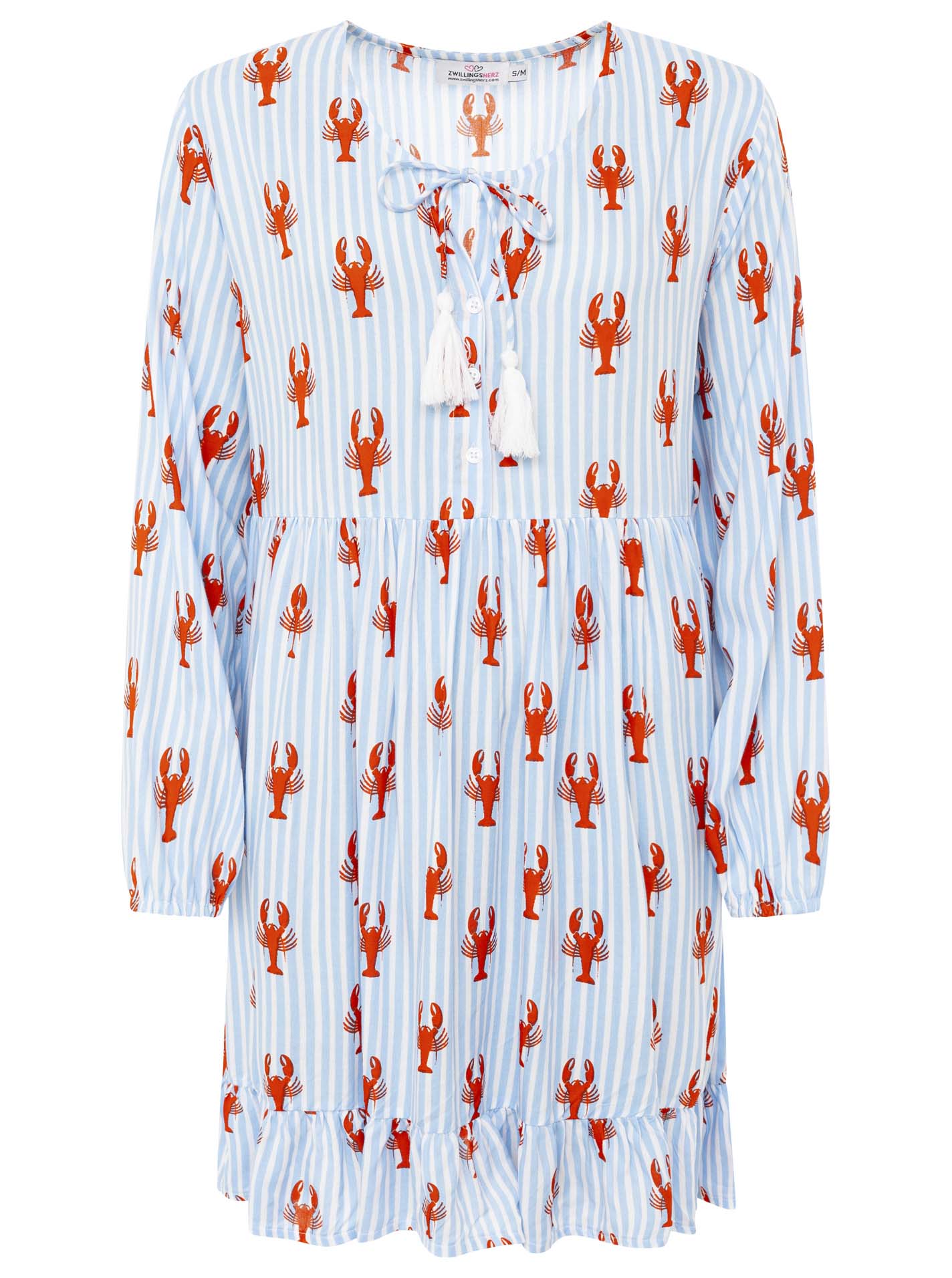 Zwillingsherz - Kleid "Lobsters & Stripes" - Blau