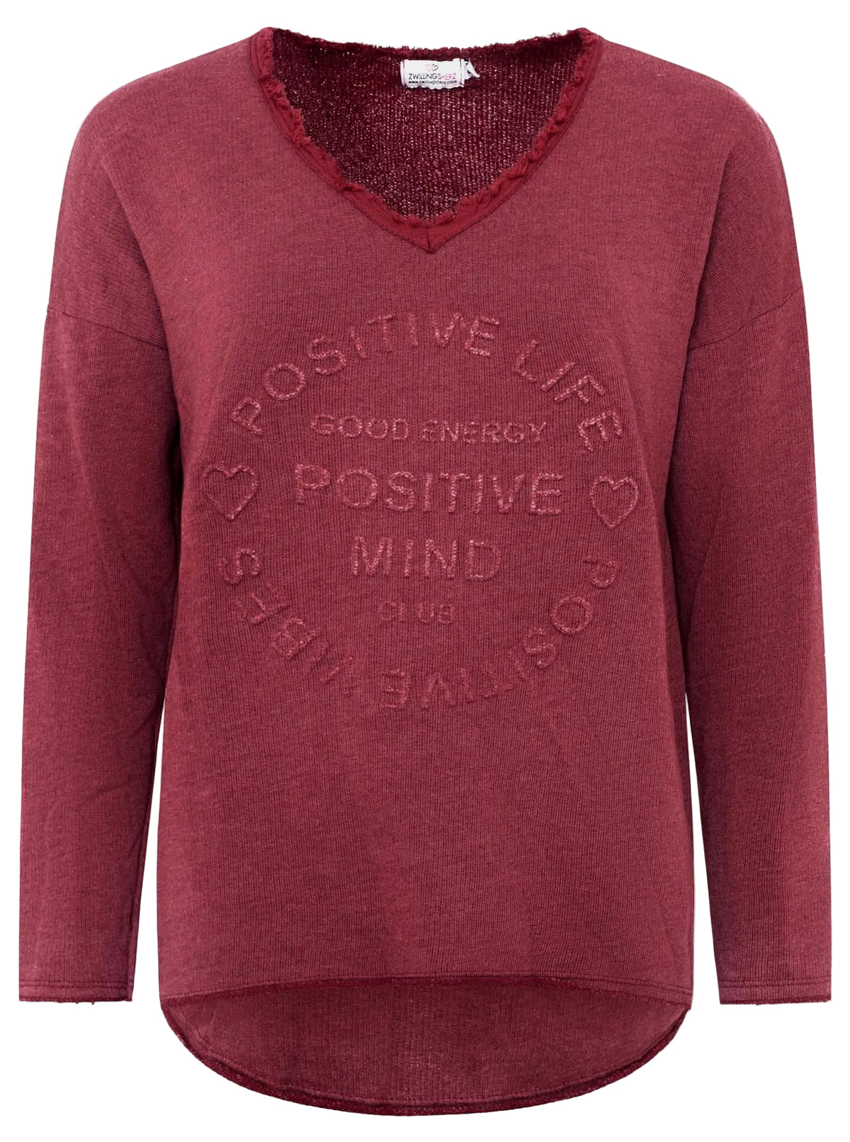 Zwillingsherz -  Sweatshirt "Positive Mind" - Bordeaux