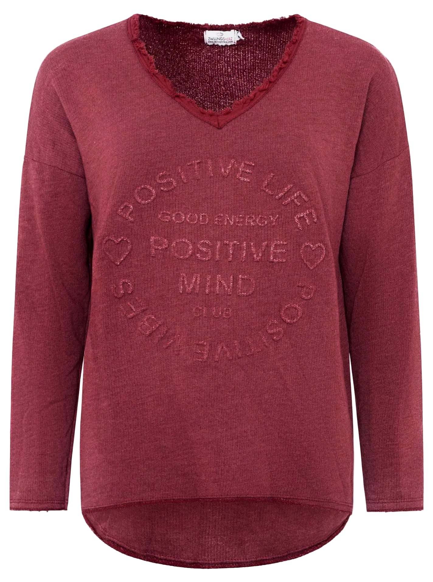 Zwillingsherz -  Sweatshirt "Positive Mind" - Bordeaux