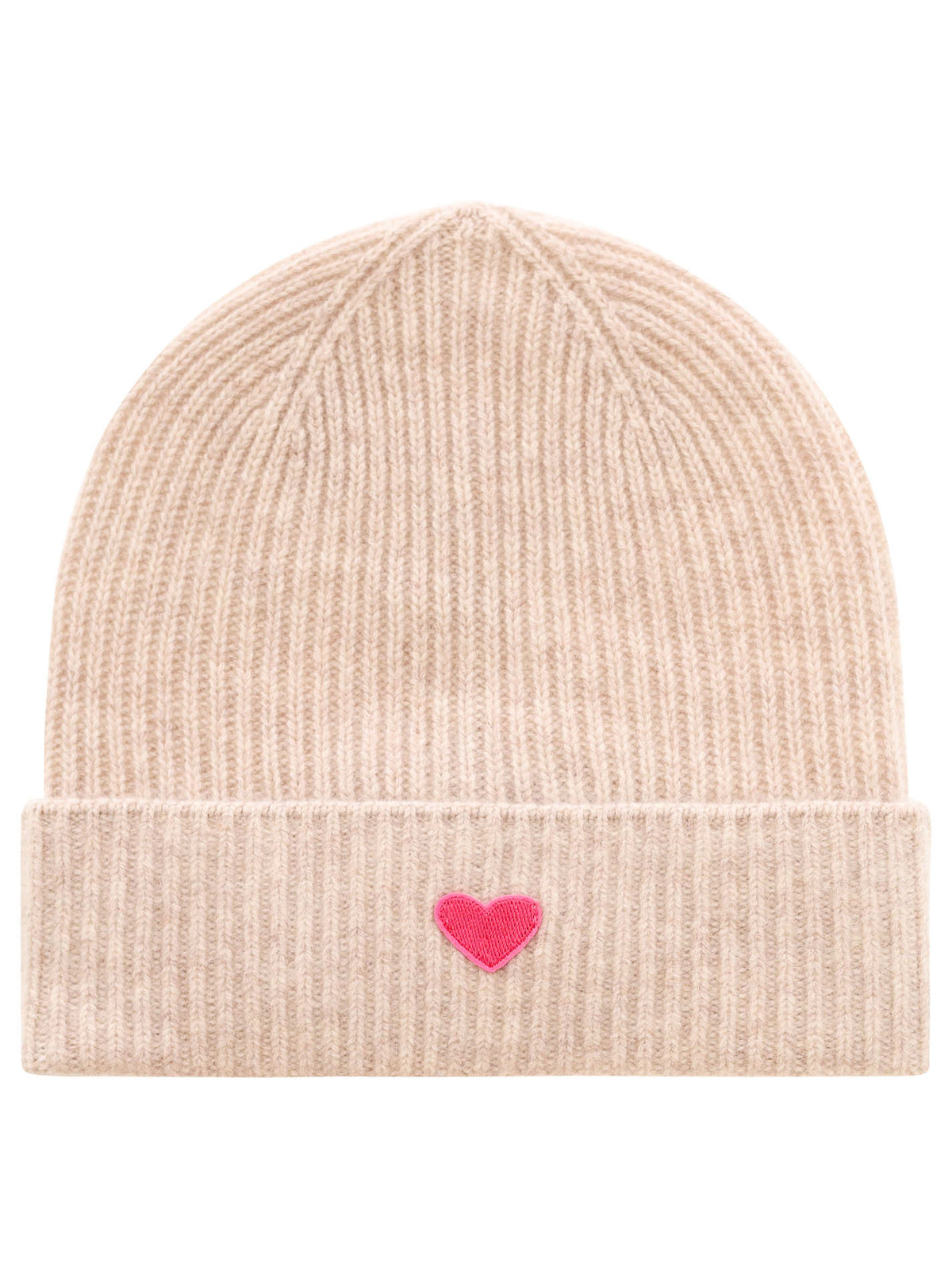 Zwillingsherz - 100% Cashmere Mütze Herz - Beige
