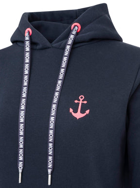 Zwillingsherz - Hoodie mit handgestrickten Anker - Dunkelblau/Marine (Neu)