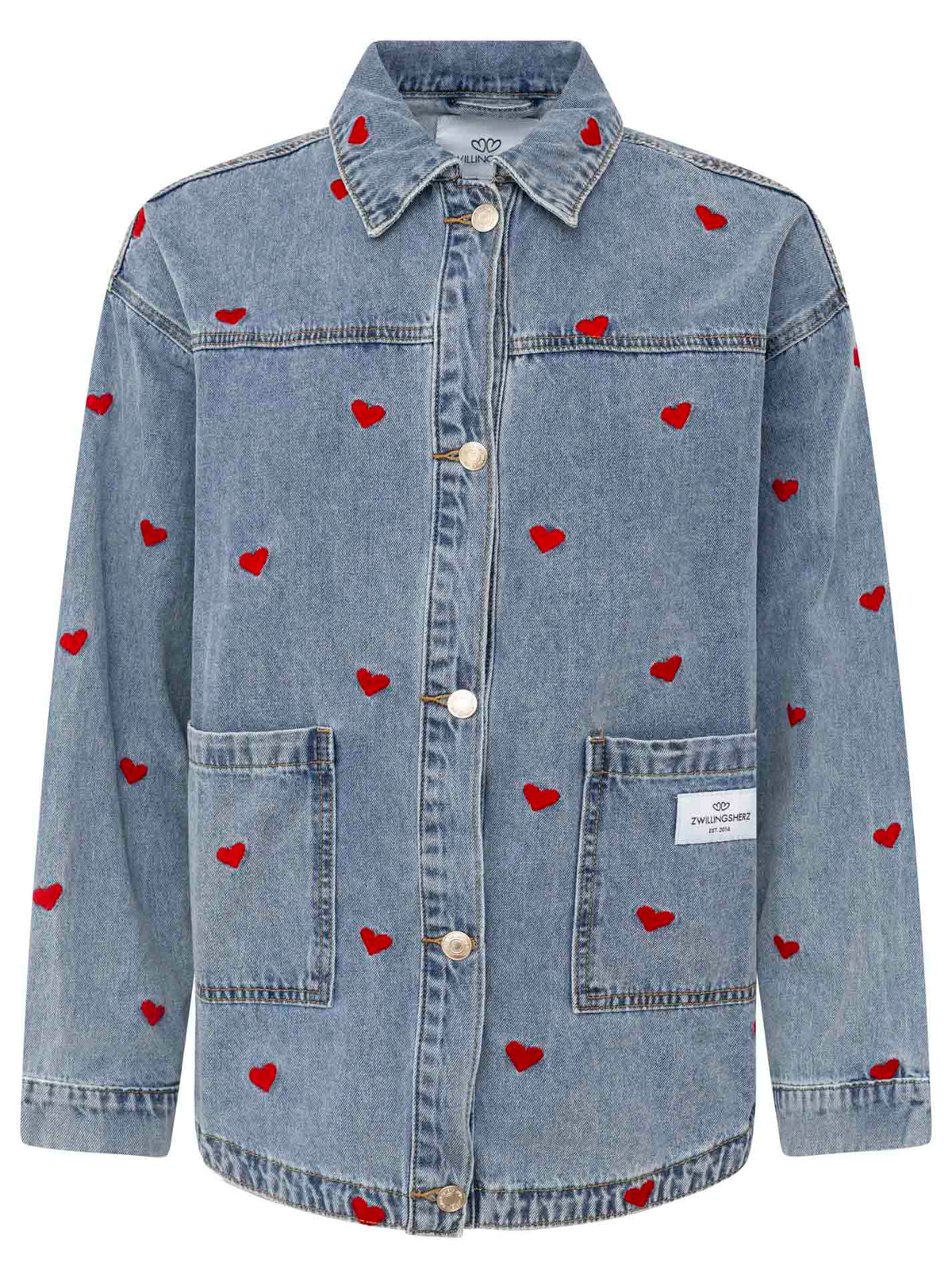 Zwillingsherz - Jeansjacke Herzen - Blau