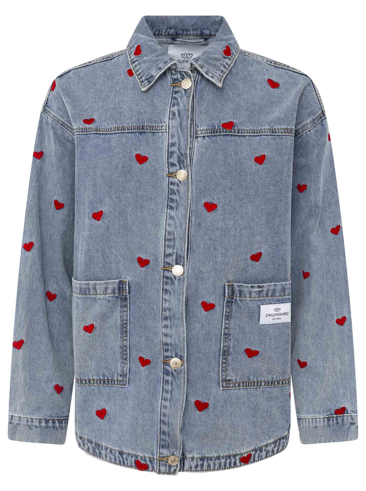 Zwillingsherz - Jeansjacke Herzen - Blau