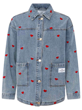 Zwillingsherz - Jeansjacke Herzen - Blau
